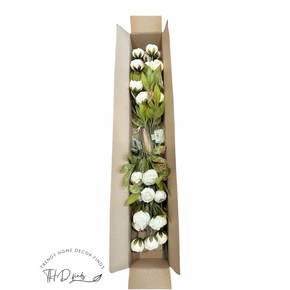 Brand New in Box 8 Viral Ashland Michael's Cream Peony Stems • Set of 8 • Peony